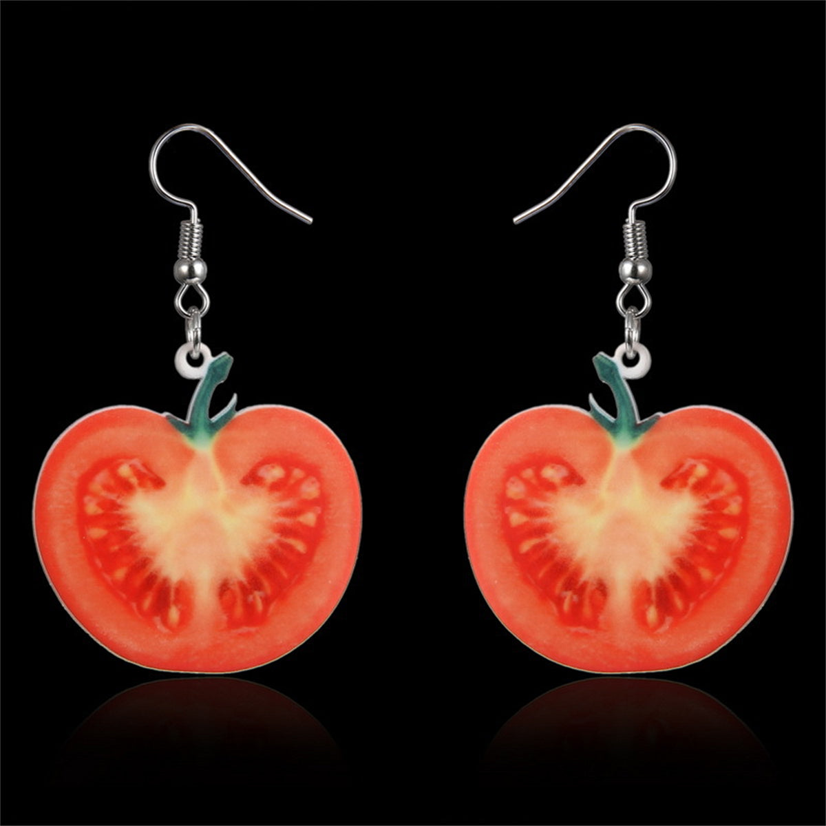 Red Acrylic & Silver-Plated Tomato Drop Earrings