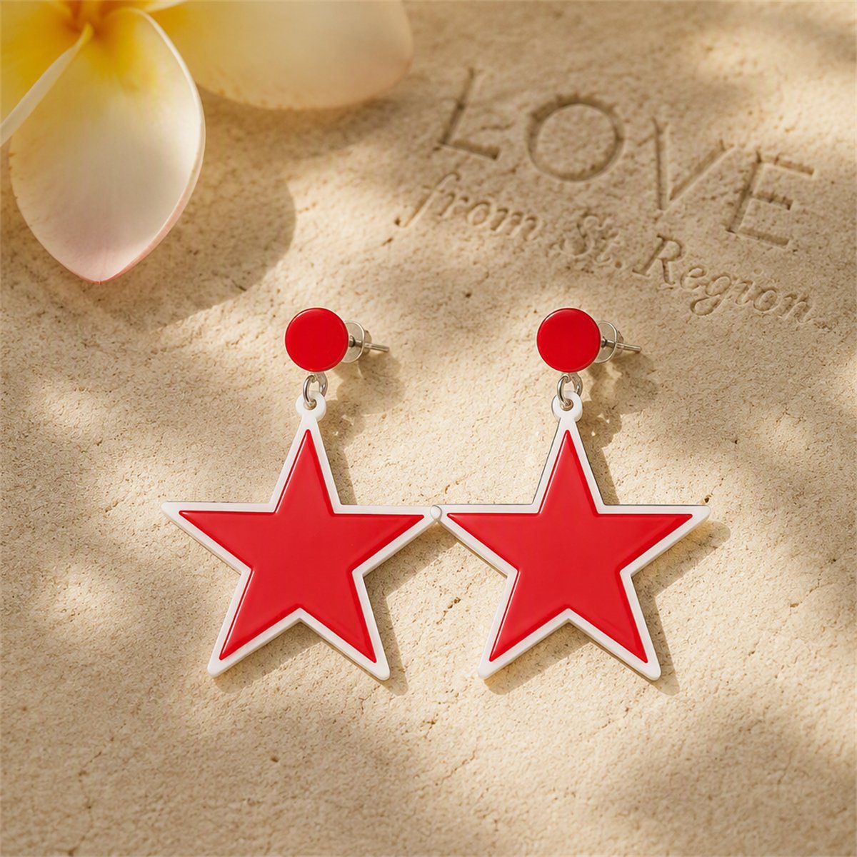 Red and Black Star Drop Earrings, drop earrings for women, vintage-inspired design, lifestyle look