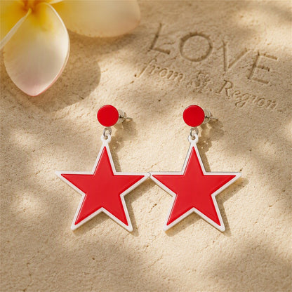 Red and Black Star Drop Earrings, drop earrings for women, vintage-inspired design, lifestyle look