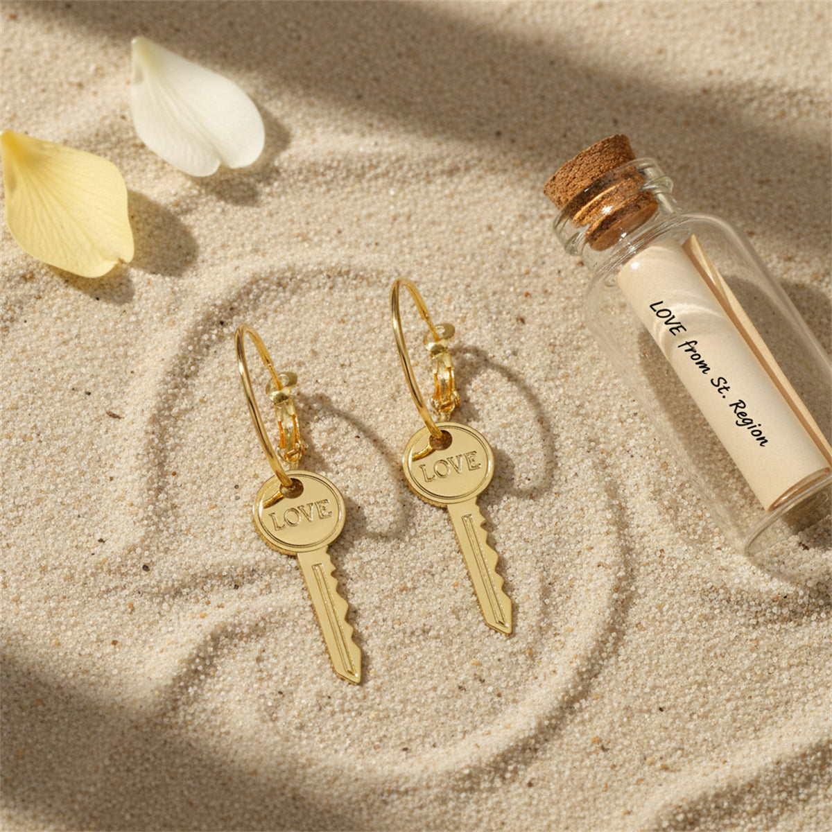 18K Gold-Plated 'Love' Key Drop Earrings - Street Region