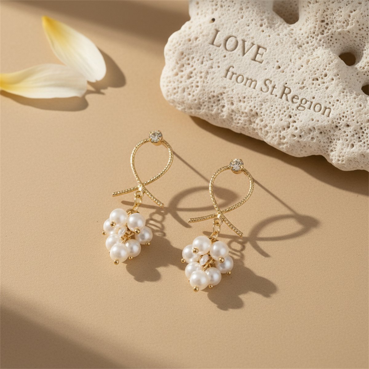 Pearl and Cubic Zirconia 18K Gold-Plated Grape Drop Earrings, gold drop earrings for women, lifestyle look
