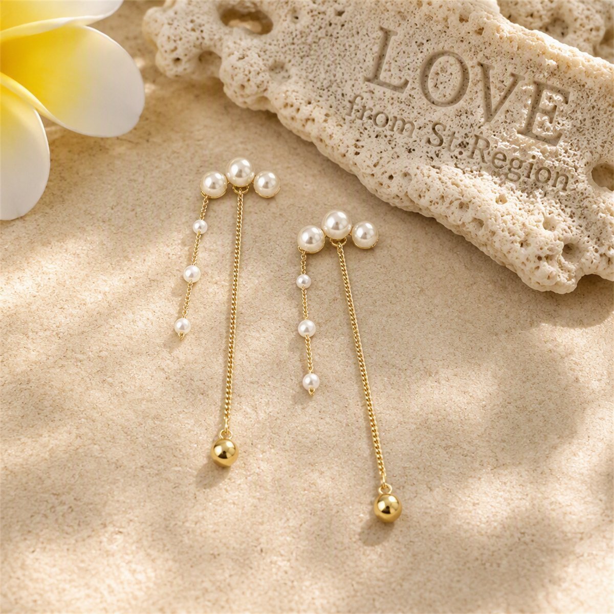 Pearl and 18K Gold-Plated Tassel Drop Earrings, gold drop earrings for women, elegant gift for her, lifestyle look