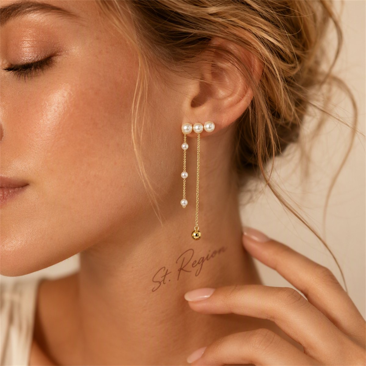 Pearl and 18K Gold-Plated Tassel Drop Earrings, gold drop earrings for women, elegant gift for her, styled look