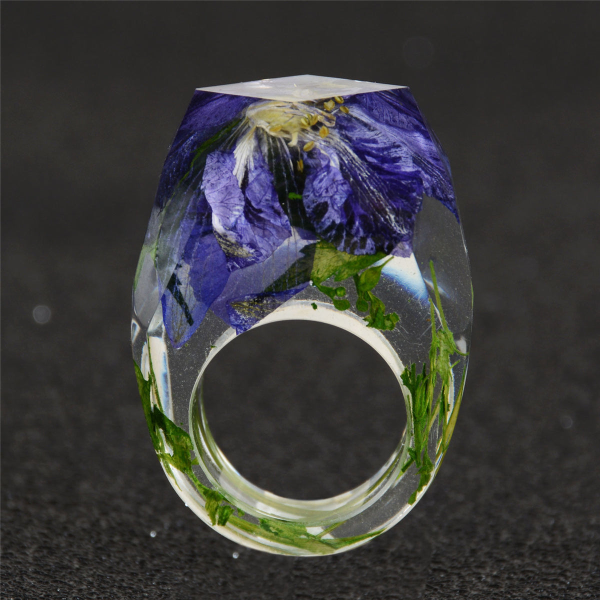Purple & Green Dried Flower Ring