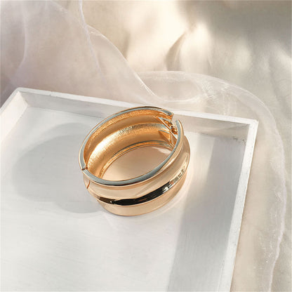 18K Gold-Plated Drum Hinge Bangle, gold bangle bracelet, dainty minimalist design, styled look