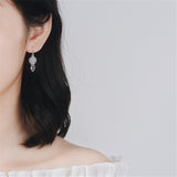 Cat'S Eye & Crystal Silver-Plated Pear Cut Drop Earrings