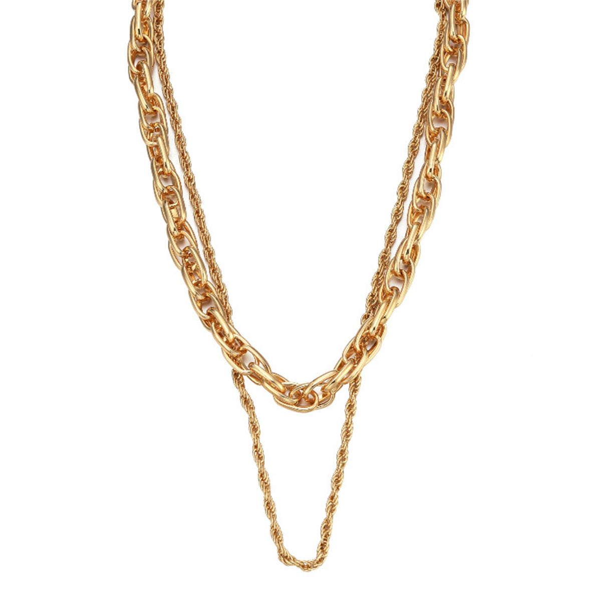 18K Gold-Plated Cable & Twine Chain Layered Necklace