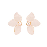 Pearl & 18k Gold-Plated Floral Half-Bloom Stud Earrings