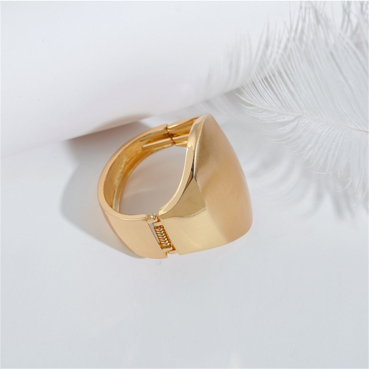 18K Gold-Plated Oval Face Hinge Bangle, gold bangle bracelet, elegant gift for her, lifestyle look