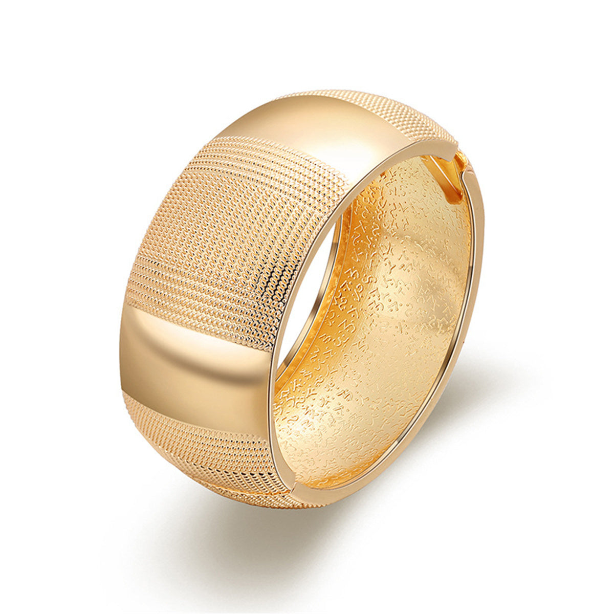 18K Gold-Plated Embossed Wavy Pattern Bangle, gold bangle bracelet, vintage-inspired design, side view