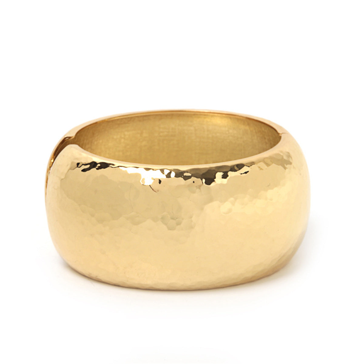 18K Gold-Plated Hammered Bangle, gold bangle bracelet, botanical inspired, front view