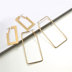 18K Gold-Plated Openwork Rectangle Drop Earrings Set