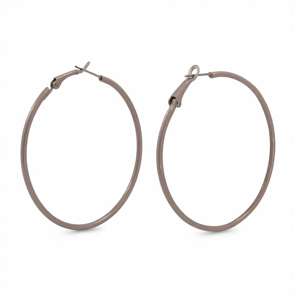 Gray Enamel & Silver-Plated Hoop Earrings