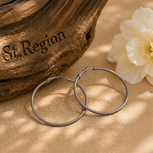 Gray Enamel & Silver-Plated Hoop Earrings