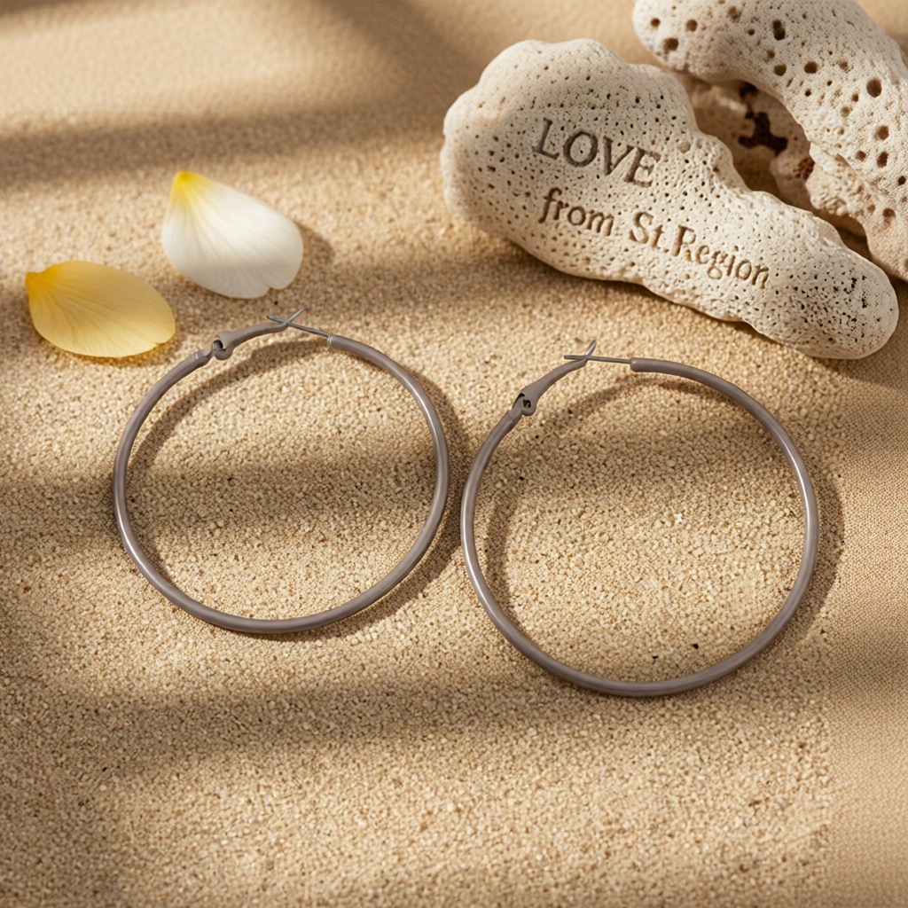 Gray Enamel & Silver-Plated Hoop Earrings