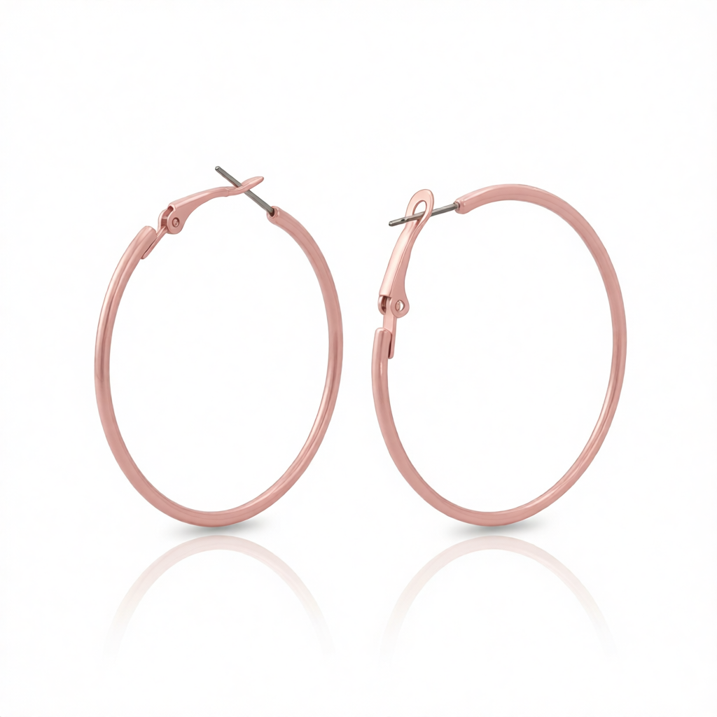Pink Enamel & Silver-Plated Hoop Earrings