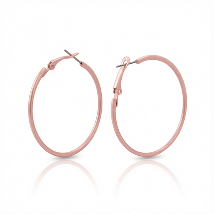 Pink Enamel & Silver-Plated Hoop Earrings