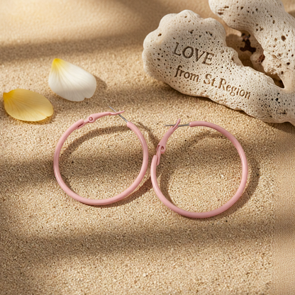Pink Enamel & Silver-Plated Hoop Earrings