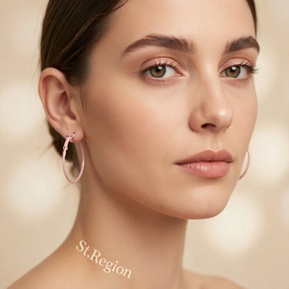 Pink Enamel & Silver-Plated Hoop Earrings