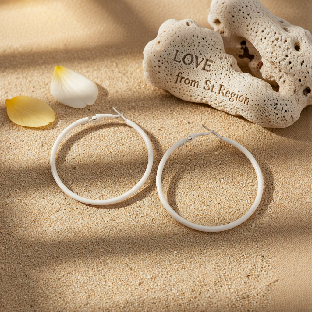White Enamel & Silver-Plated Hoop Earrings