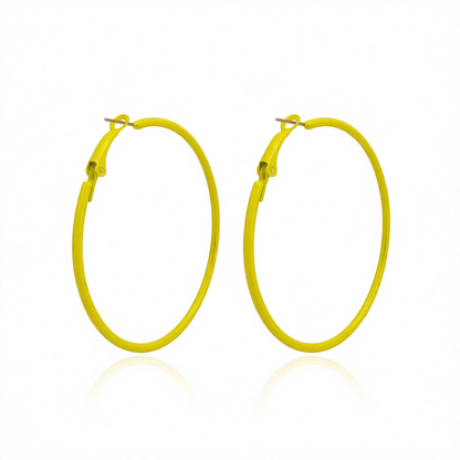 Yellow Enamel & Silver-Plated Hoop Earrings