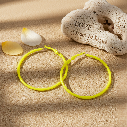 Yellow Enamel & Silver-Plated Hoop Earrings