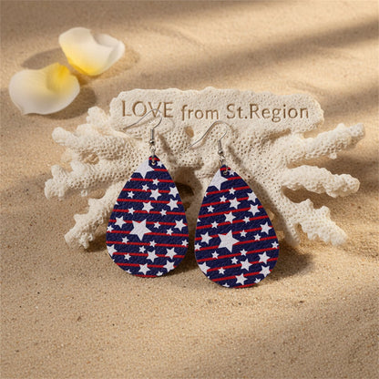 Navy and White Polystyrene Stars and Stripes Teardrop Drop Earrings, drop earrings for women, lifestyle look