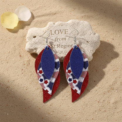 Navy and White Polystyrene Star Glitter Triple Leaf Drop Earrings, drop earrings for women, lifestyle look