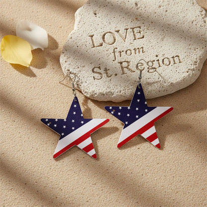 Blue and White Polystyrene Patriotic Star Drop Earrings, drop earrings for women, elegant gift for her, lifestyle look