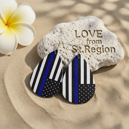 Black & Blue Stripe Teardrop Earrings