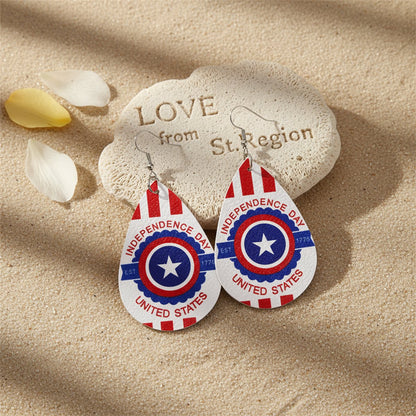 White and Blue Polystyrene 'Est 1776' Teardrop Drop Earrings, drop earrings for women, lifestyle look