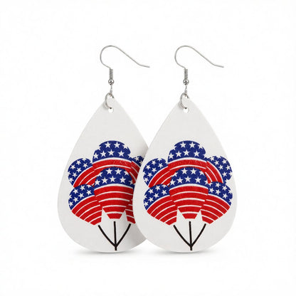 White & Red Polystyrene Stars & Stripes Balloons Drop Earrings
