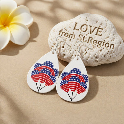 White & Red Polystyrene Stars & Stripes Balloons Drop Earrings