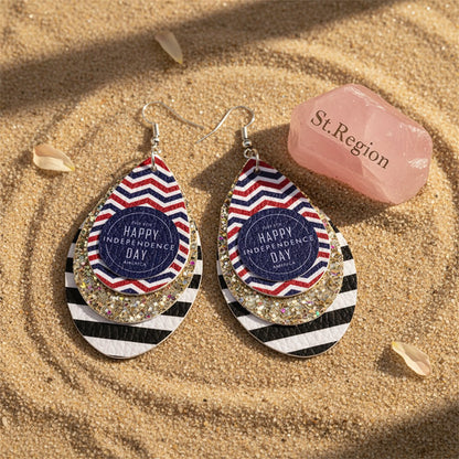 White Polyurethane and Silver-Plated Glitter '4Th Of July' Drop Earrings, silver drop earrings for women, detail close-up