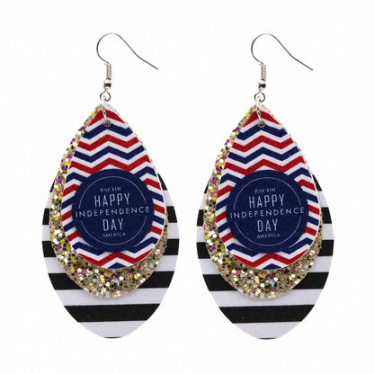 White Polyurethane and Silver-Plated Glitter '4Th Of July' Drop Earrings, silver drop earrings for women, side view
