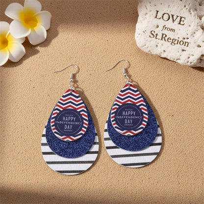 White and Navy Polystyrene Glitter '4Th Of July' Triple Drop Earrings, drop earrings for women, lifestyle look