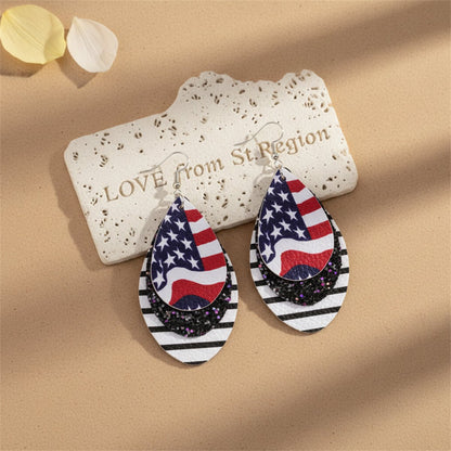 Navy and White Polystyrene Glitter Patriotic Triple Drop Earrings, drop earrings for women, lifestyle look