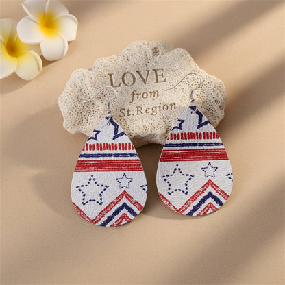 White and Red Polystyrene Geometric Star Teardrop Drop Earrings, drop earrings for women, lifestyle look