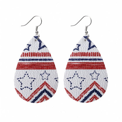 White and Red Polystyrene Geometric Star Teardrop Drop Earrings, drop earrings for women, side view