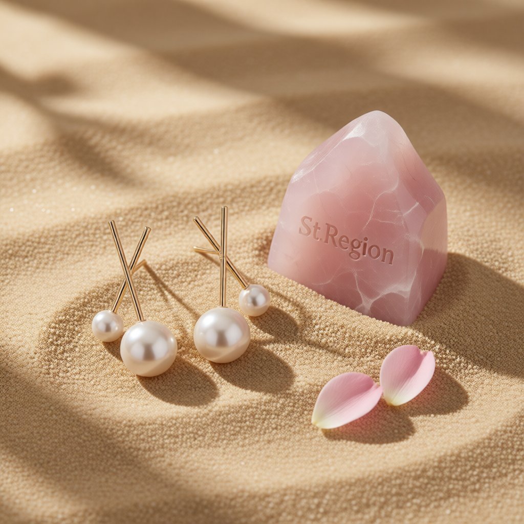 Pearl and 18K Gold-Plated Cross Stud Earrings, gold stud earrings for women, dainty minimalist design, detail close-up