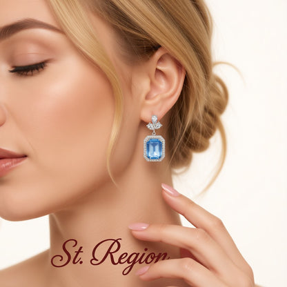 Blue Multicolor Crystal and Cubic Zirconia Drop Earrings, drop earrings for women, elegant gift for her, styled look