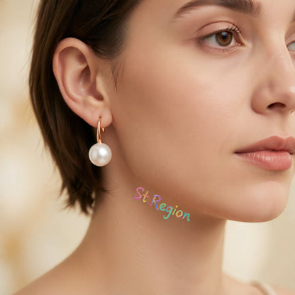 Pearl and 18K Rose Gold-Plated Hook Drop Earrings, rose gold drop earrings for women, everyday style, styled look