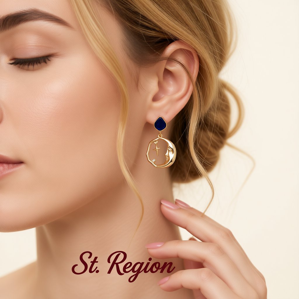 Cubic Zirconia and 18K Gold-Plated Crescent Moon and Cross Hoop Earrings, gold drop earrings for women, styled look