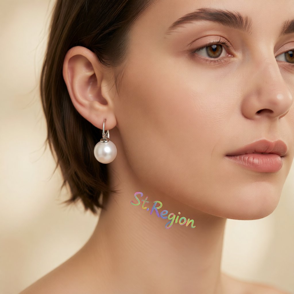 Pearl and Silver-Plated Round Huggie Earrings, silver huggie earrings, elegant gift for her, styled look