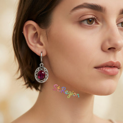 Rose Crystal and Silver-Plated Oval Drop Earrings, silver huggie earrings, dainty minimalist design, styled look