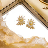 Crystal & 18k Gold-Plated Sunflower Stud Earrings