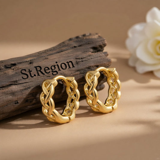 18K Gold-Plated Chain Huggie Earrings