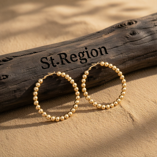 18K Gold-Plated Beaded Hoop Earrings