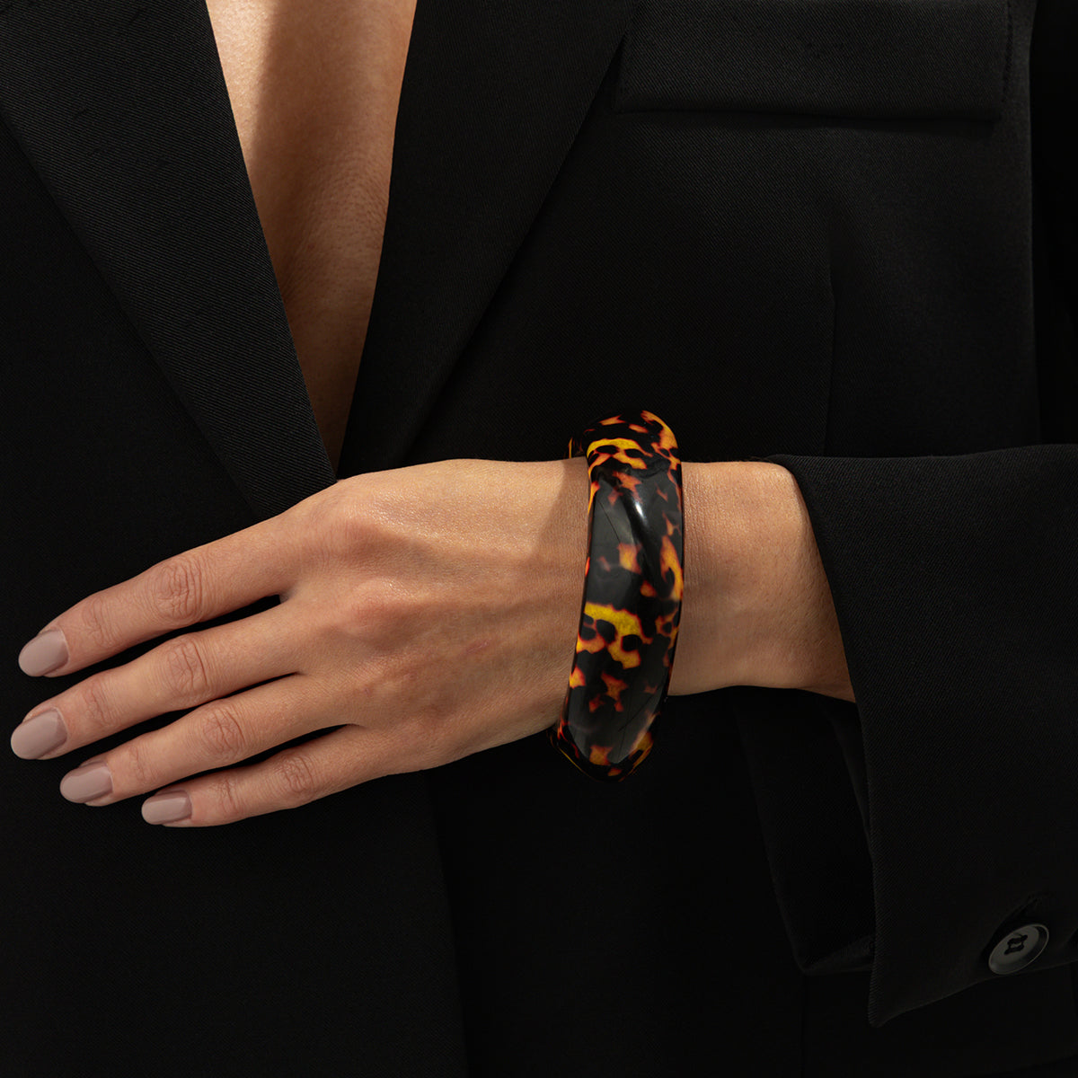 Amber Leopard Print Irregular Resin Bangle, bangle bracelet, elegant gift for her, styled look