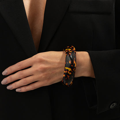 Amber Leopard Print Irregular Resin Bangle, bangle bracelet, elegant gift for her, styled look